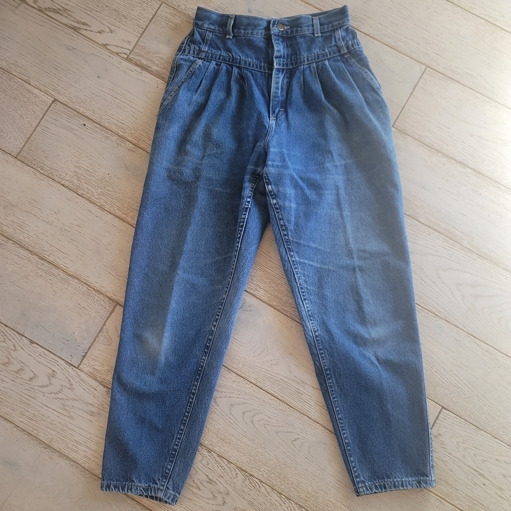 🦋 Vintage 80s LEE high rise pleated drop waist yoke 100% cotton mom jeans